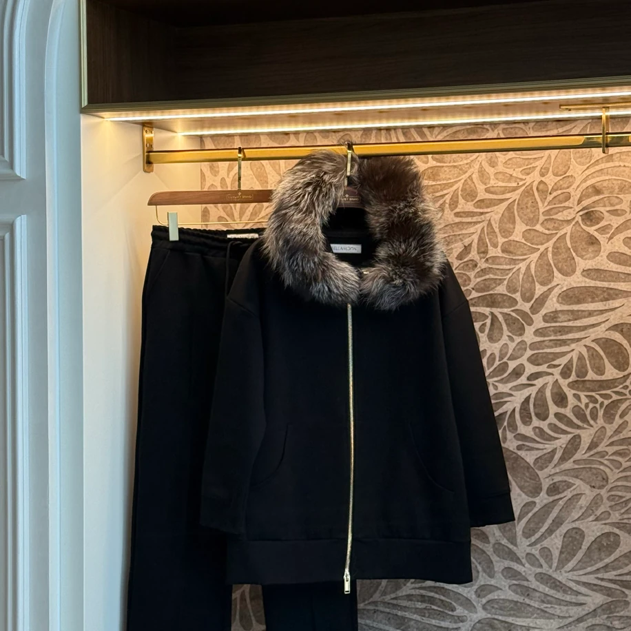 Premium Fox Fur Hoodie Set