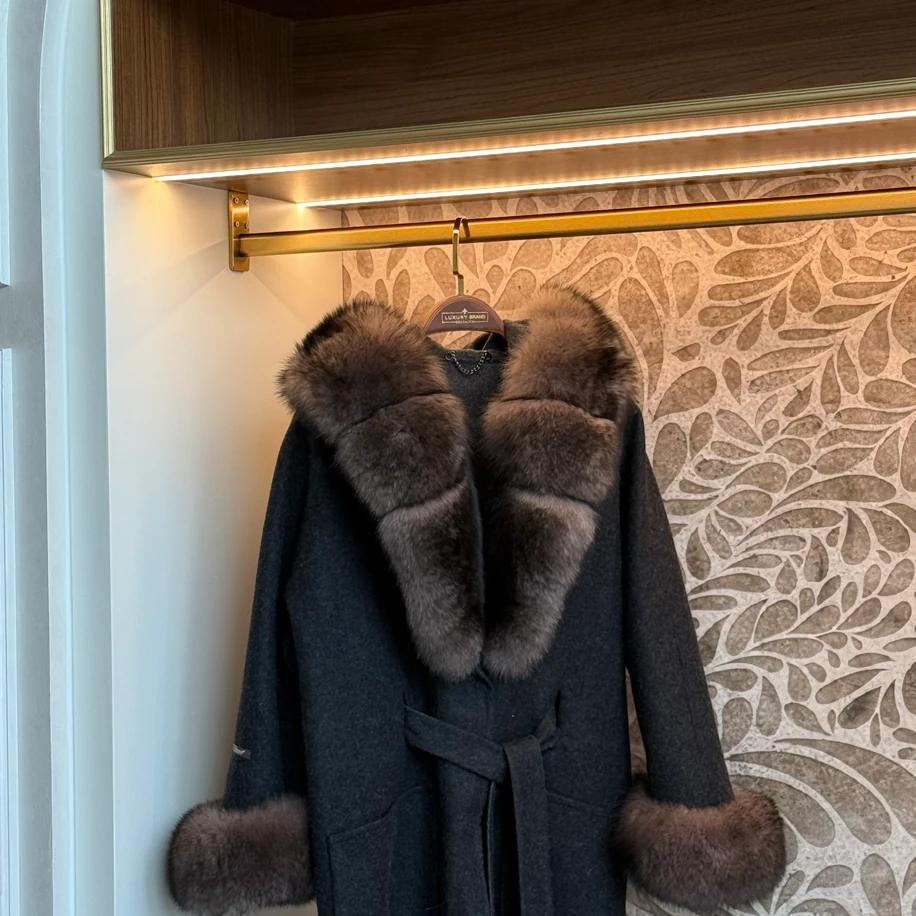 Andrea Fox Fur Caban Noir