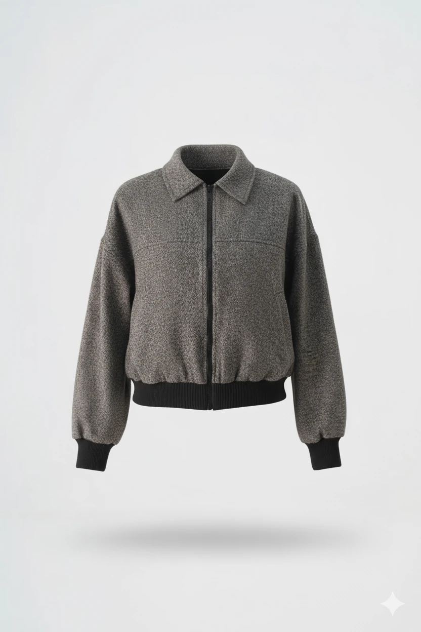 Ribana detaylı düşük kollu polisivkon bomber ceket EL-1837