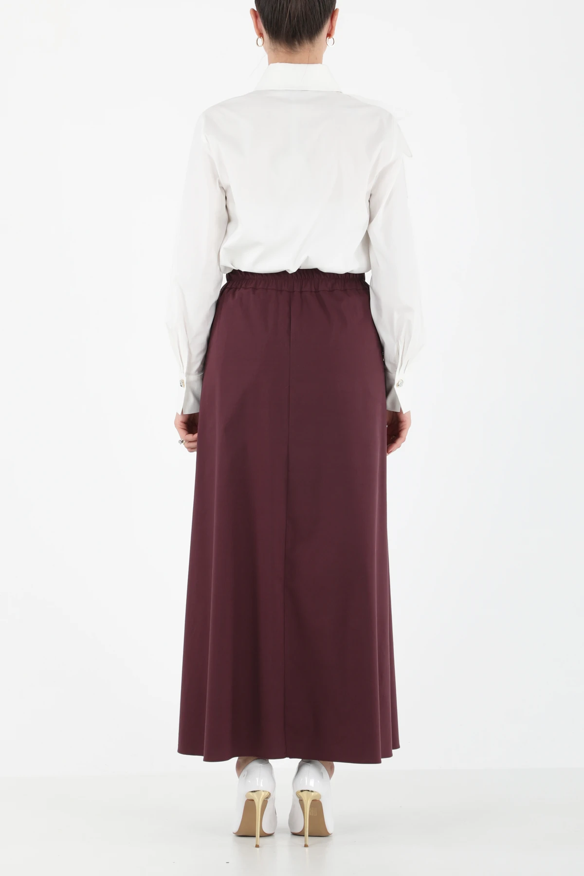 Metal aksesuarlı pileli etek EL-1194 - MÜRDÜM