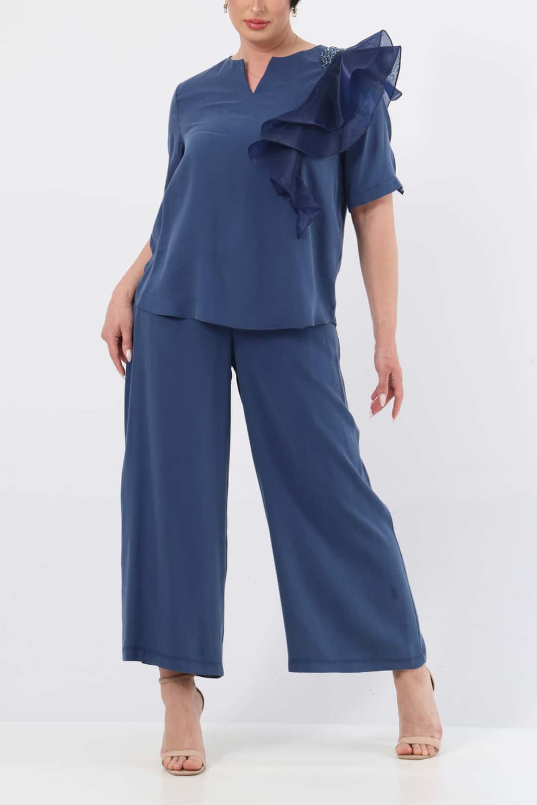 Organze garnili işlemeli tencel takım EL-2645-B