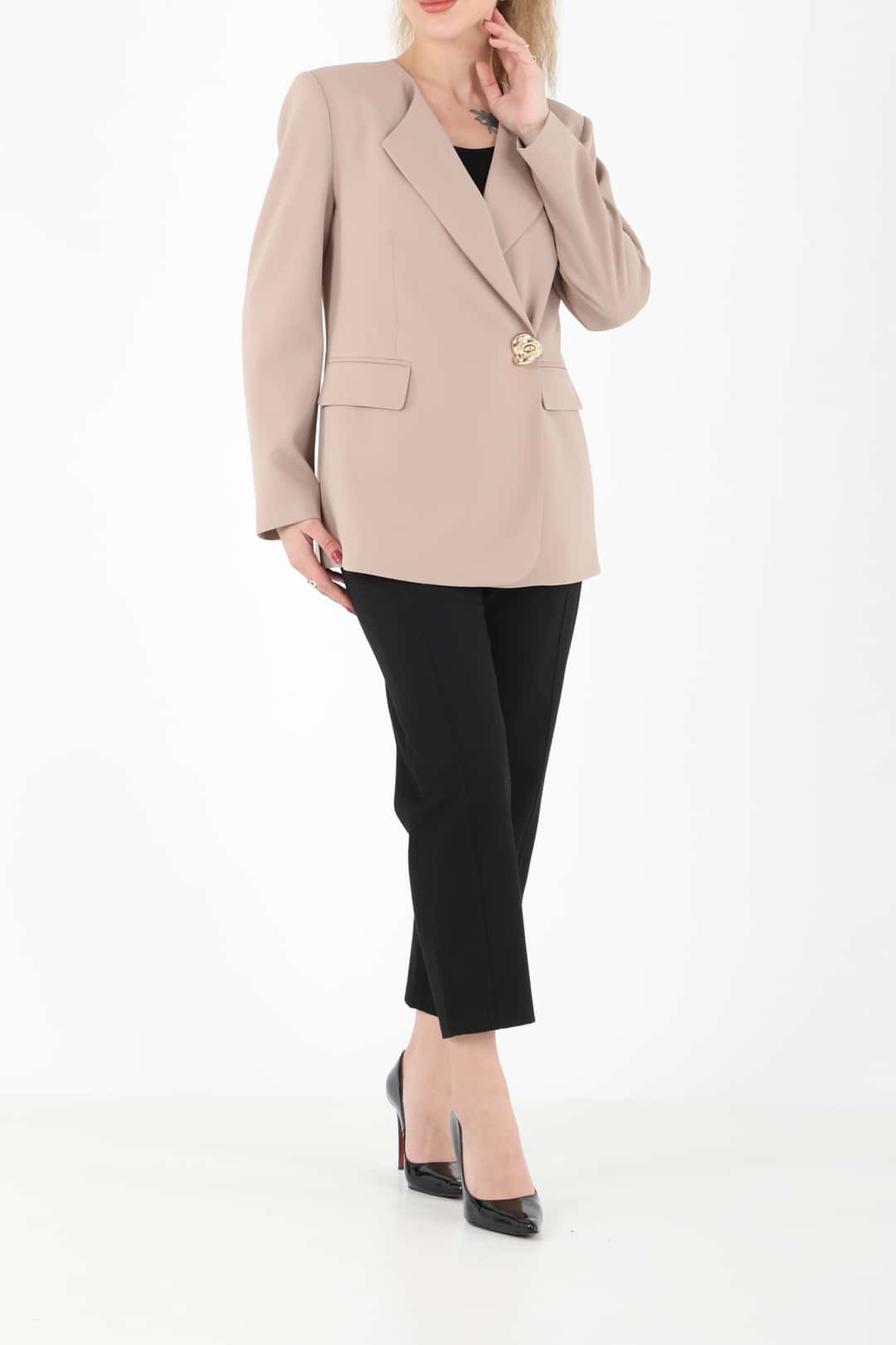 Tek düğmeli wrap ceket EL-1749