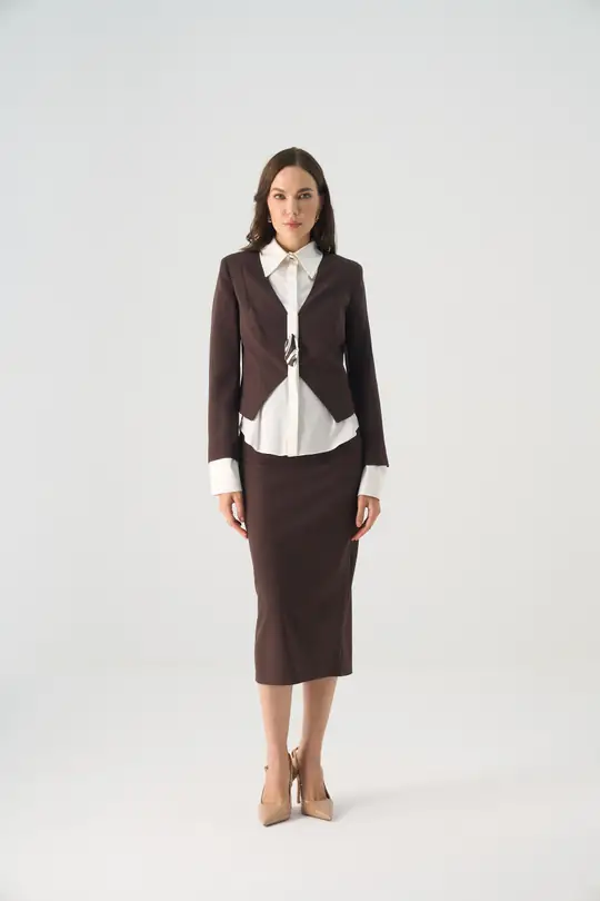 Gömlek yakalı ceketli ikili takım EL-2709