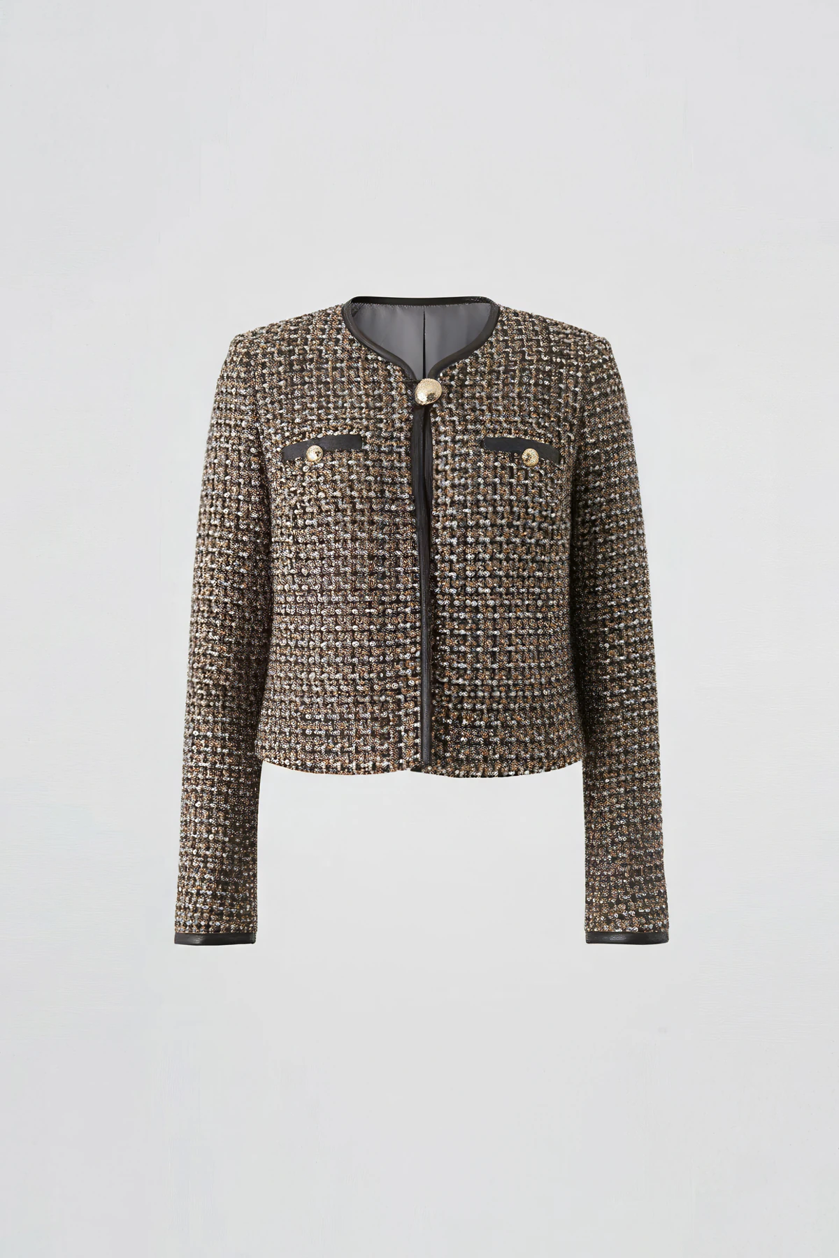 Deri biyeli tek düğmeli chanel ceket EL-1834