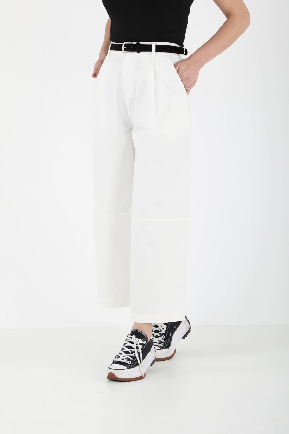 Kontrast kemerli palazzo pantolon EL-1200