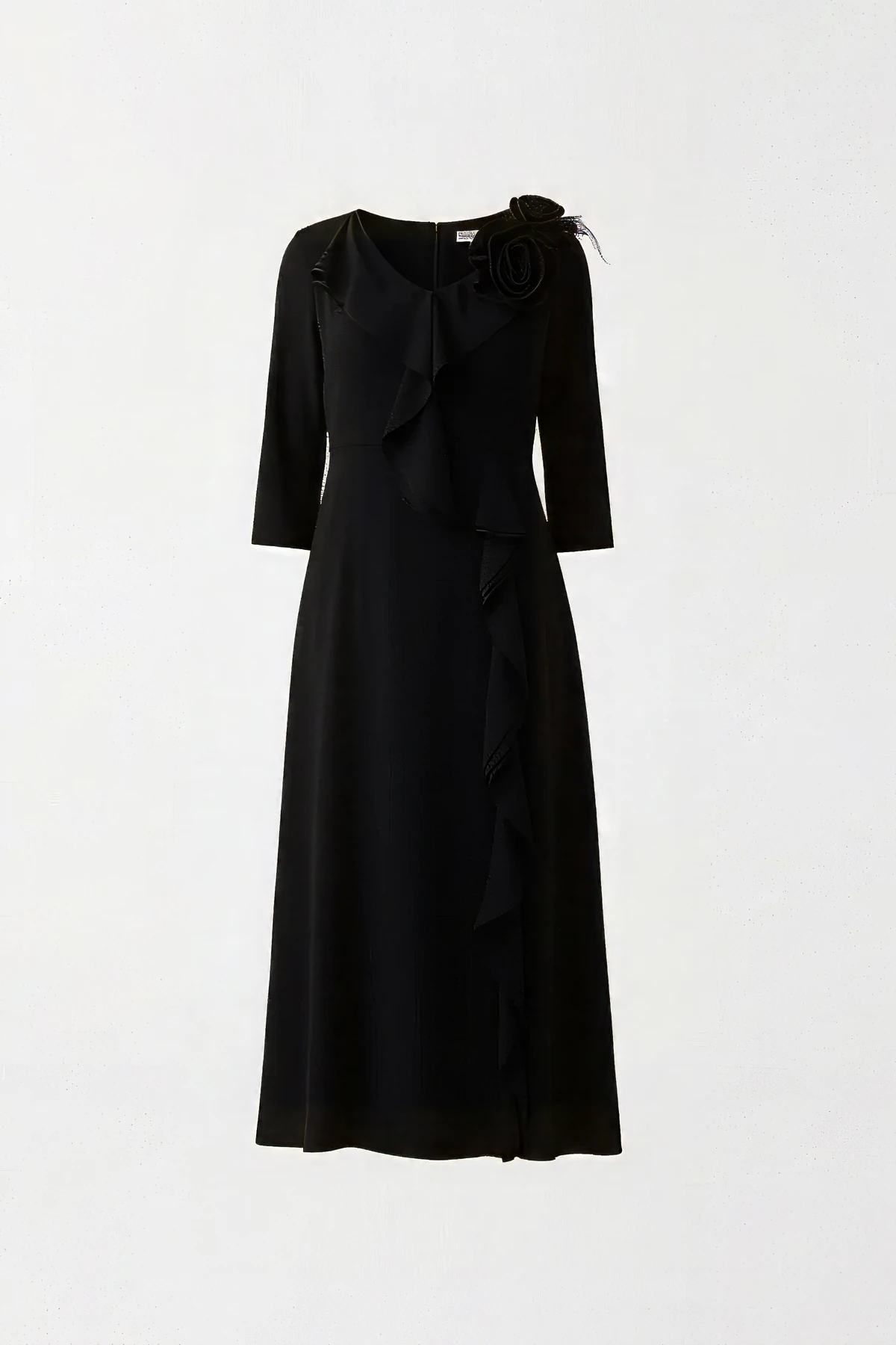 Şifon volanlı çiçekli kokteyl elbise EL-4380