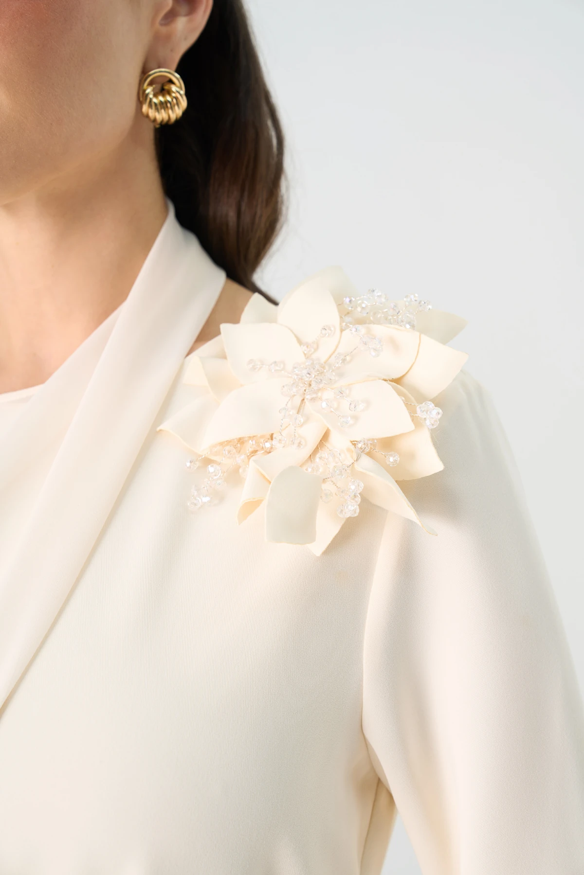 Asimetrik şifon garnili midi elbise EL-4382