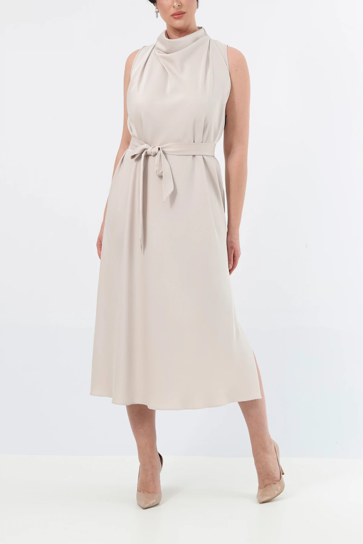 Degrade yakalı saten elbise EL-4192-B