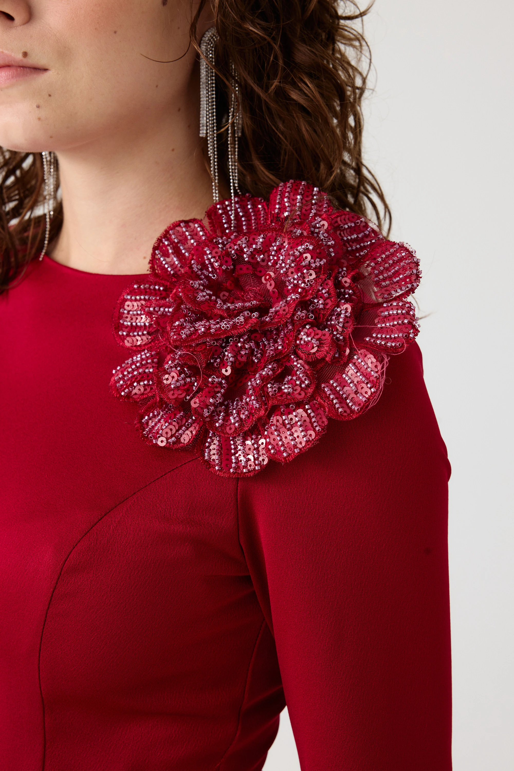 Beli piliseli kokteyl elbise EL-4355