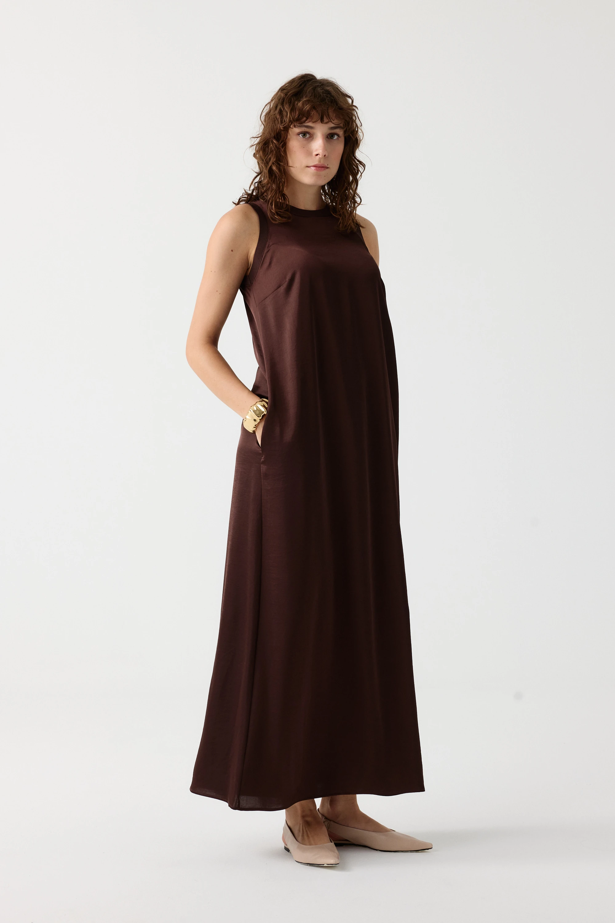 Ribanalı saten elbise EL-4350