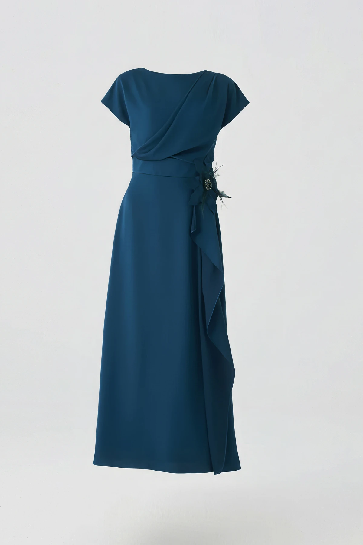 Drapeli saten elbise EL-4399