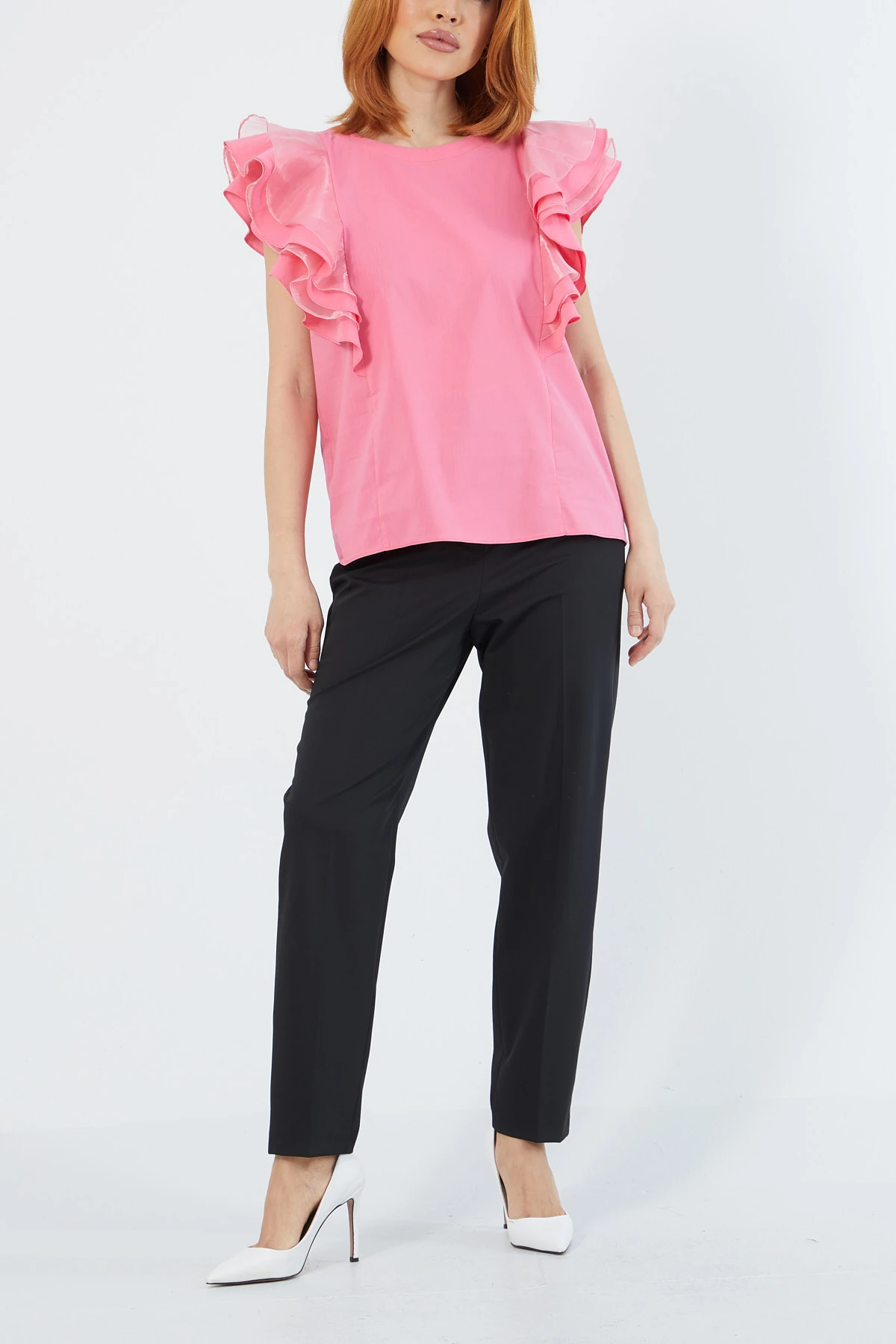 Organze volanlı bluz EL-1643