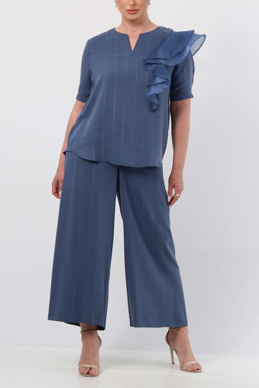 Organze garnili işlemeli tencel takım EL-2645-B