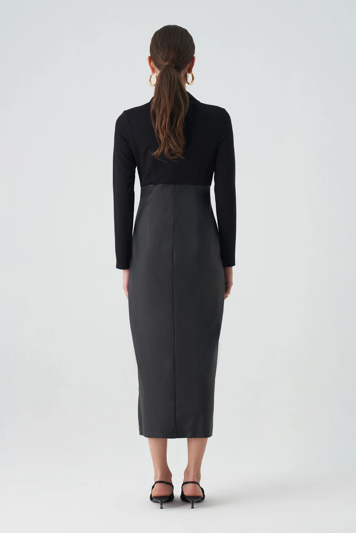 Örme garnili midi elbise EL-4428