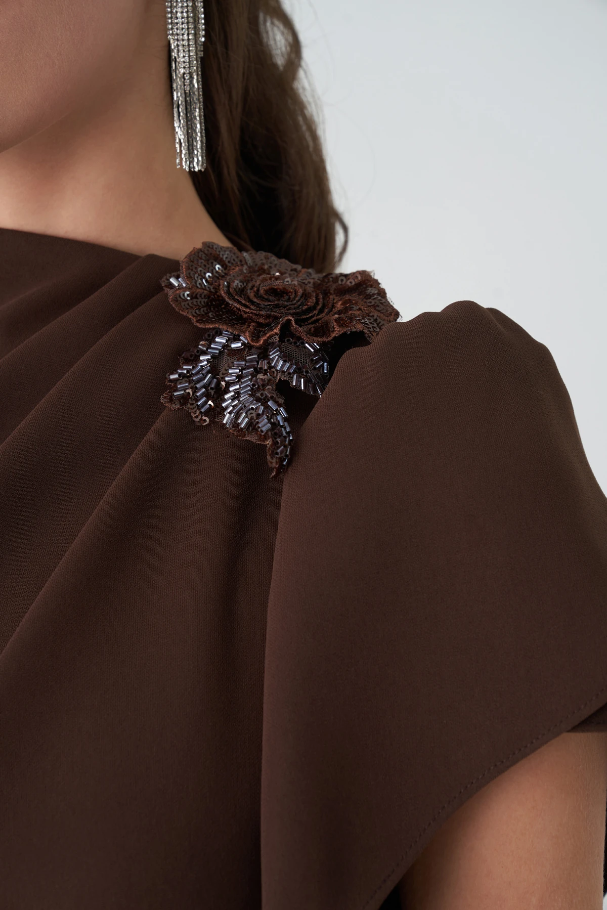 drapeli volan detyalı elbise EL-4395