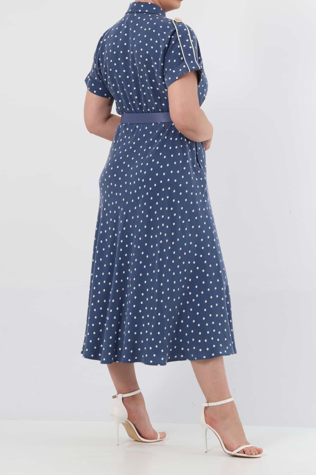 Garnili puan tencel elbise EL-4257-B