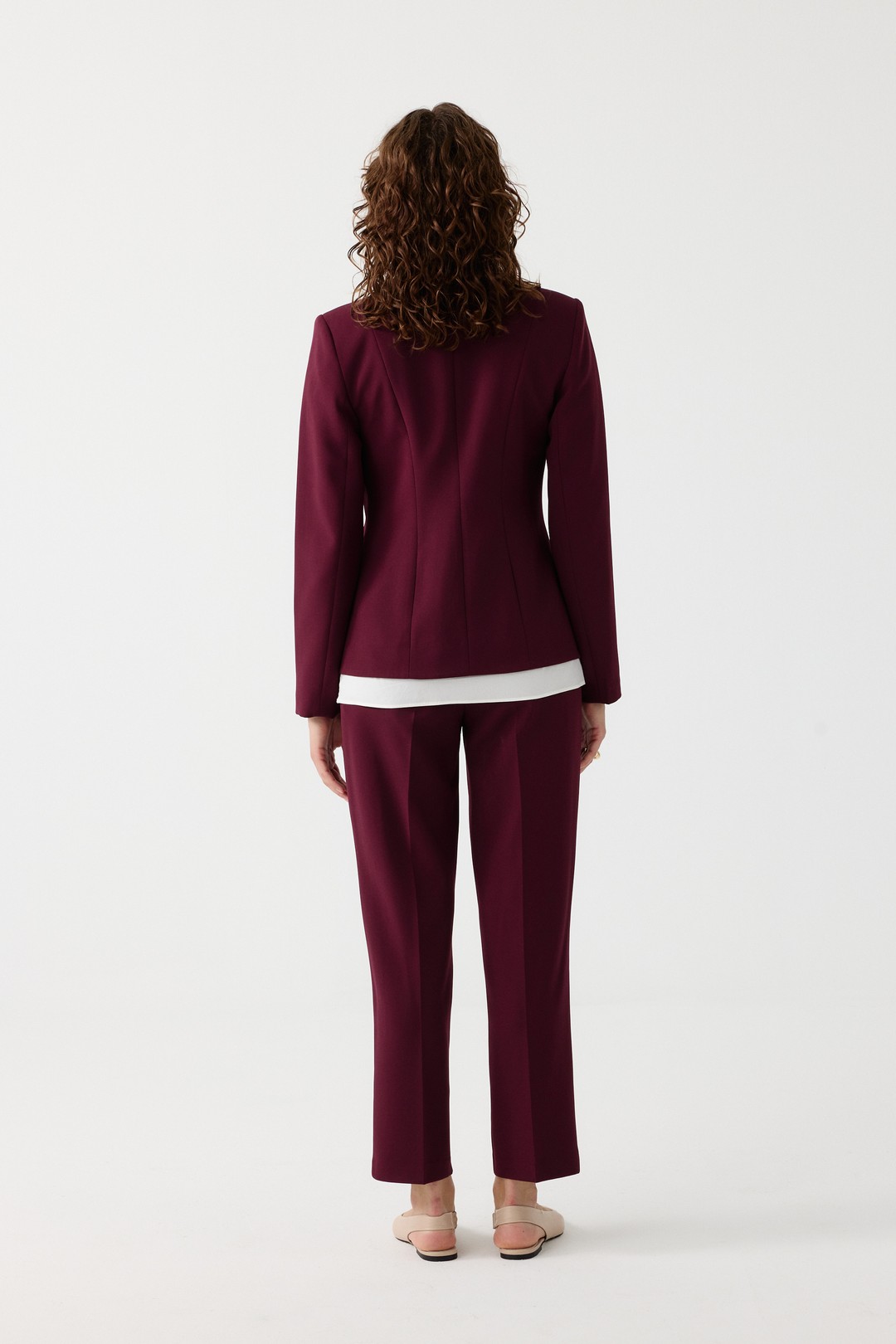 Poplin mix metal aksesuarlı takım EL-2700 - BORDO