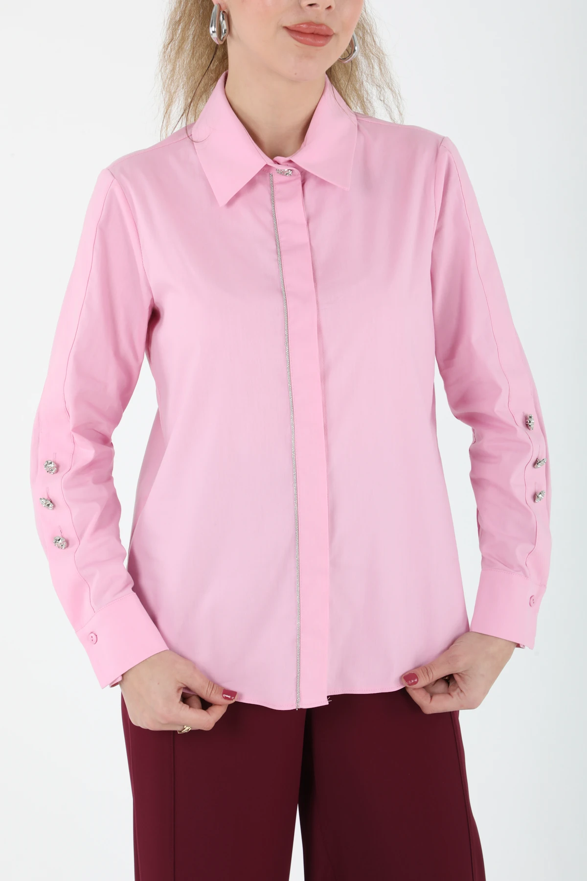 Zincir detaylı pamuk gömlek EL-1744