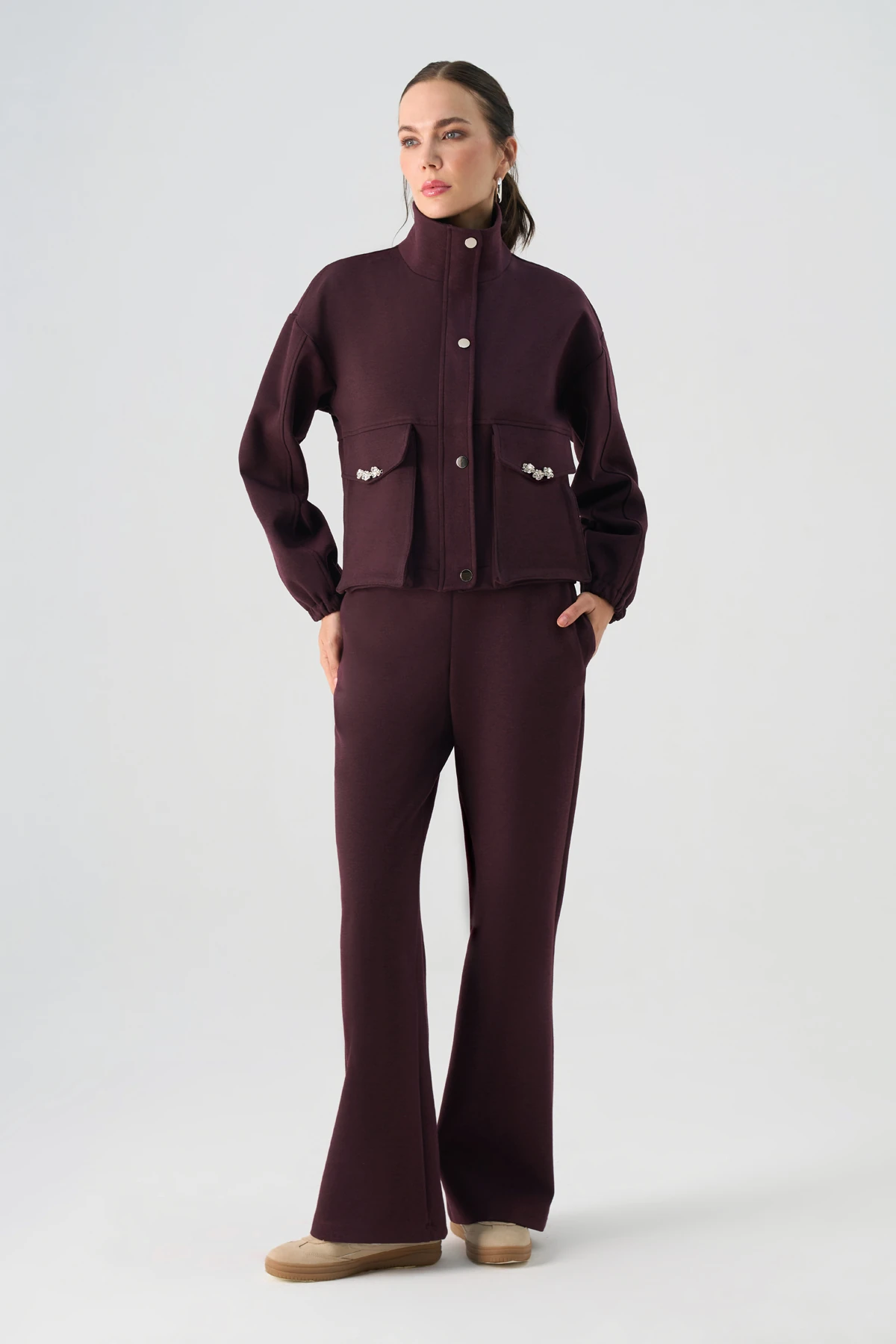 El işi detaylı scuba çelik eşofman takım EL-2728