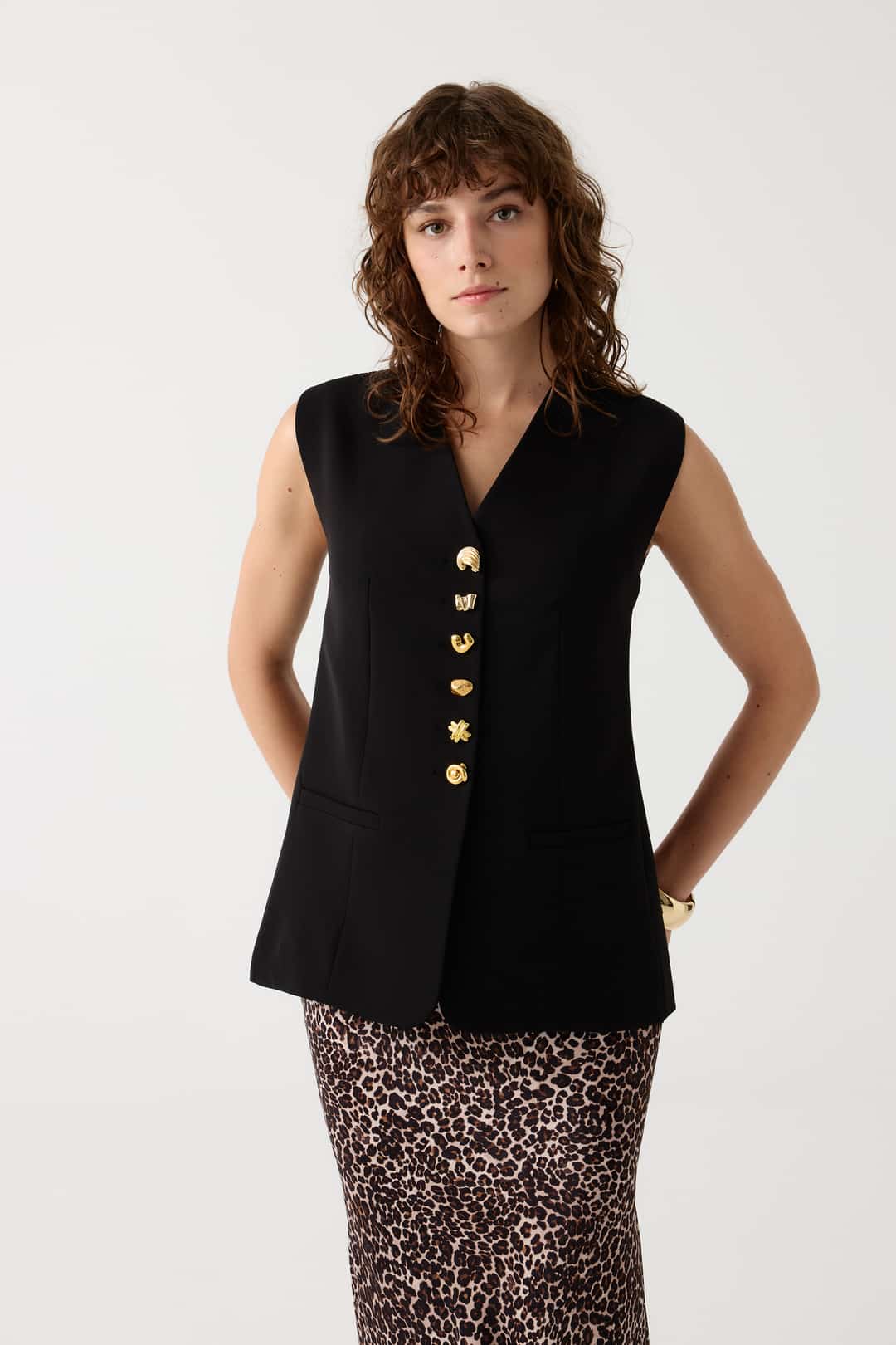 Leopar etekli yelek takım EL-2710