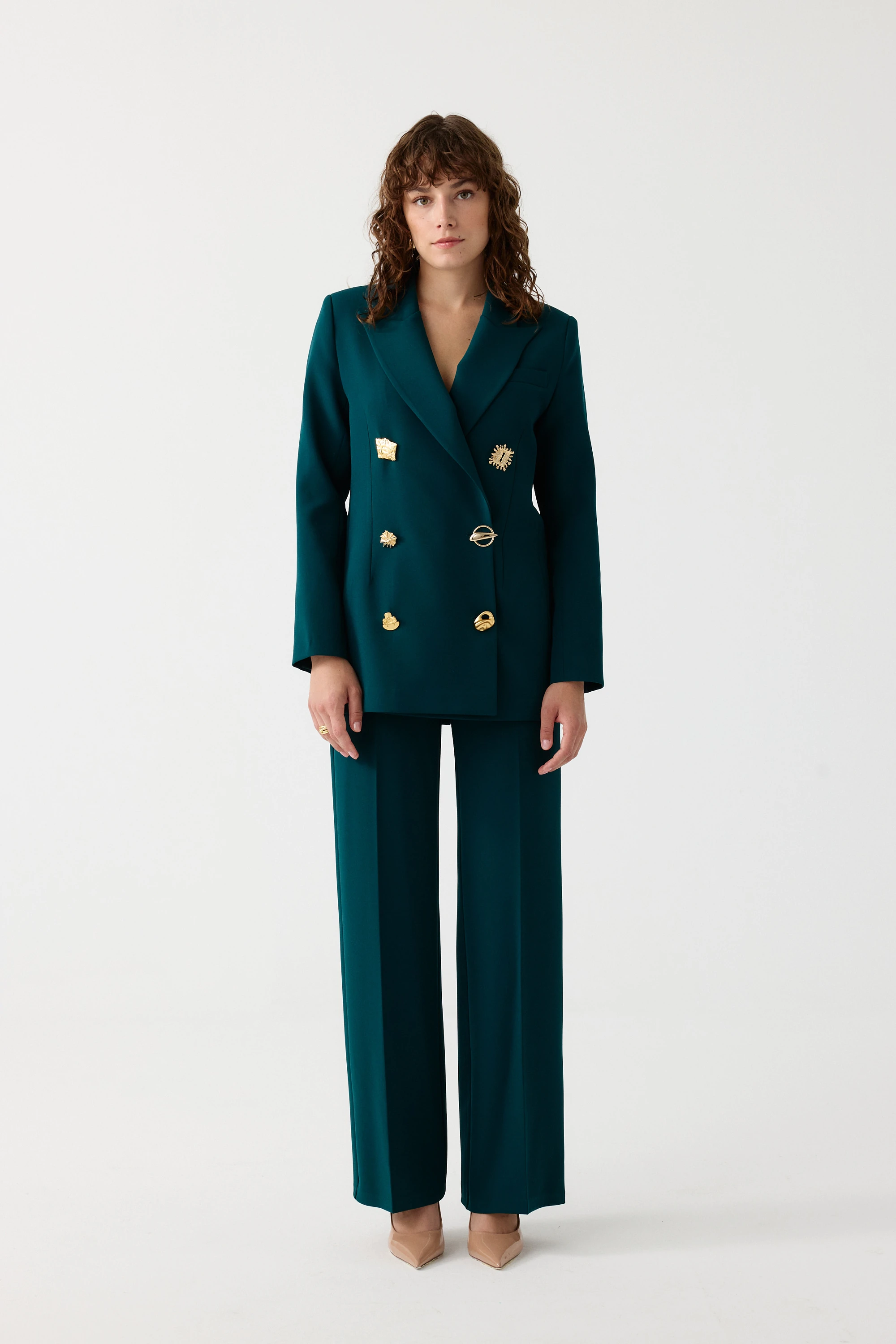 Gold aksesuarlı blazer ceket takım EL-2705