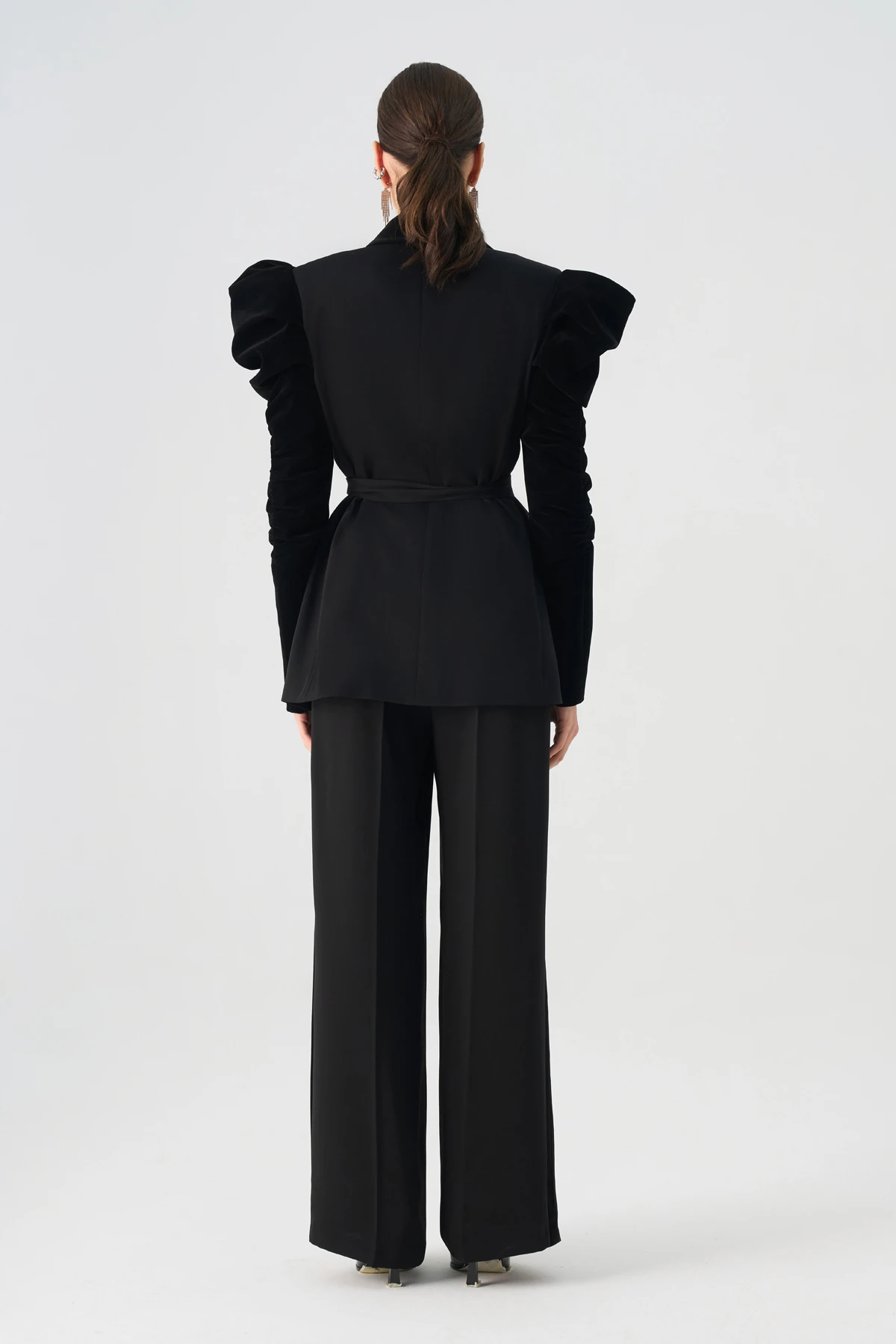 Kadın Siyah Kuşaklı Vatkalı Takım EL-2779