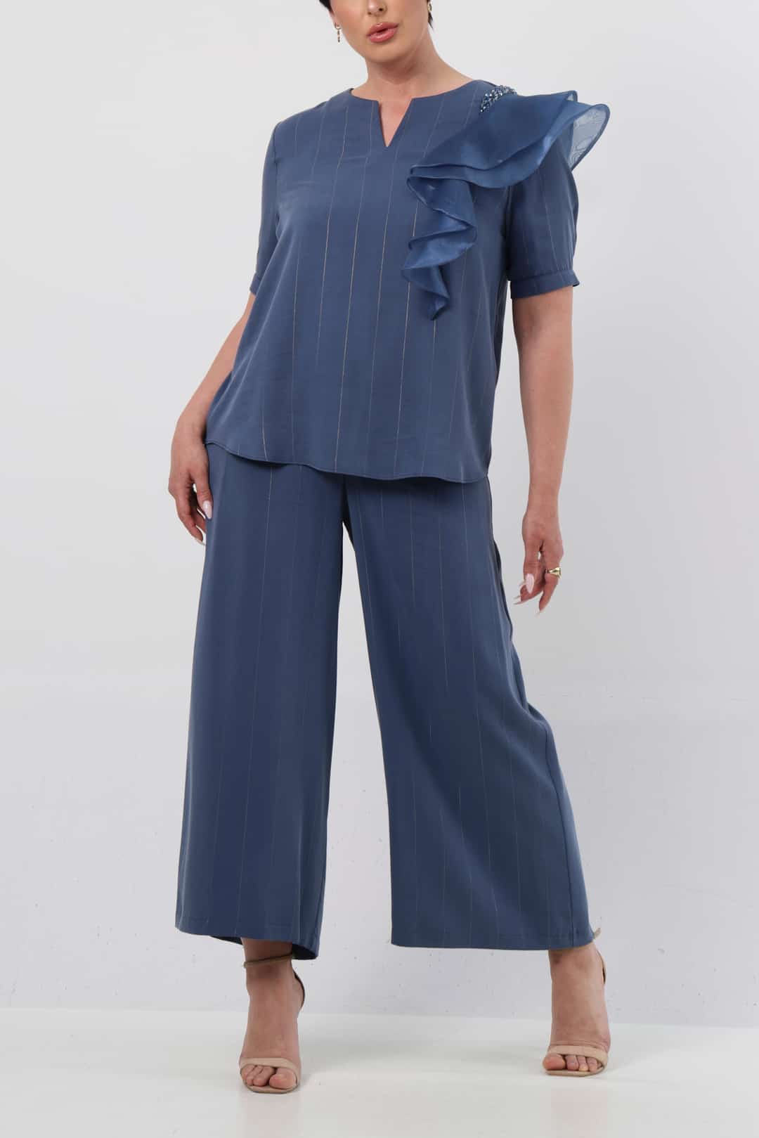 Organze garnili işlemeli tencel takım EL-2645-B