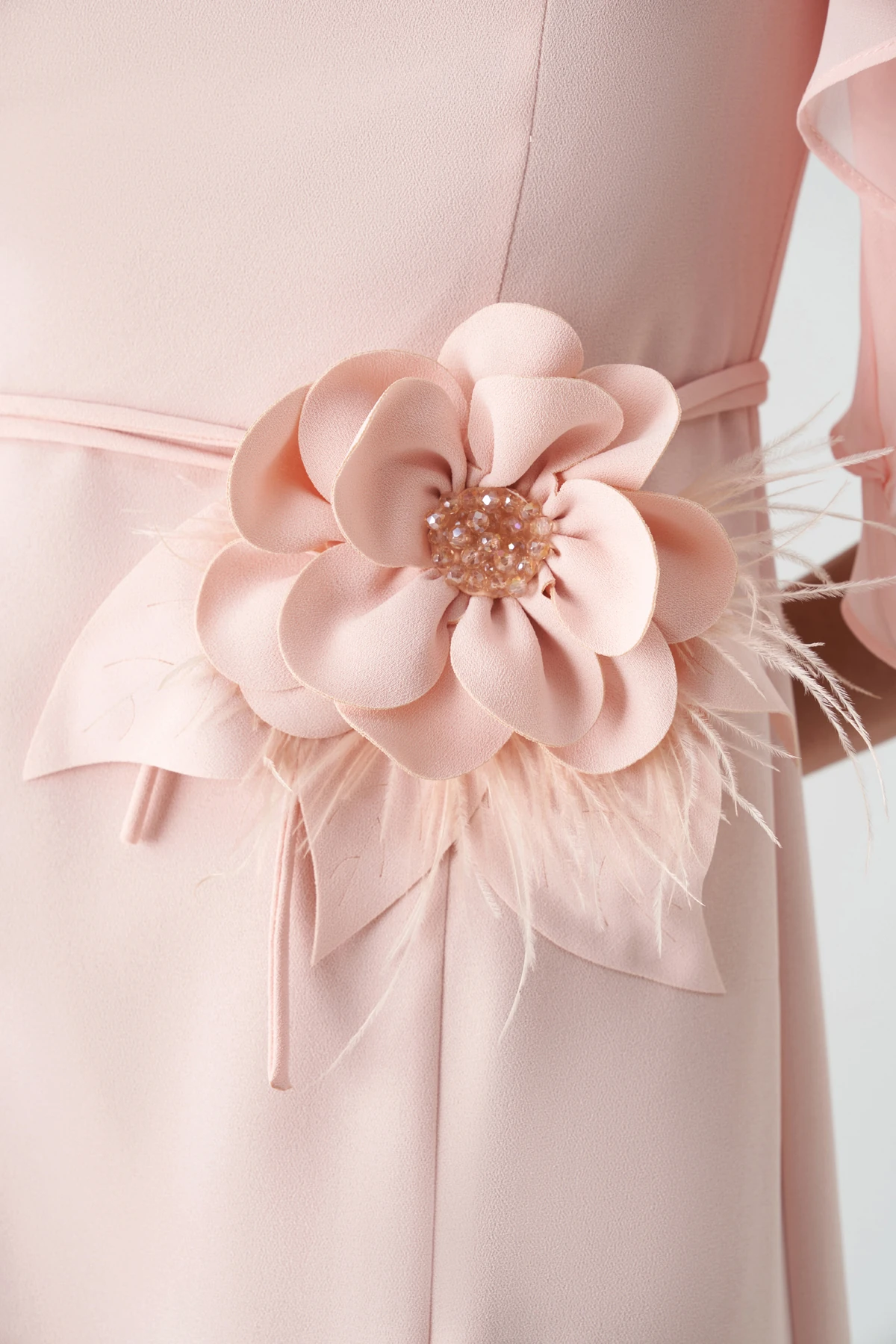 Şifon garnili krep abiye elbise EL-4394