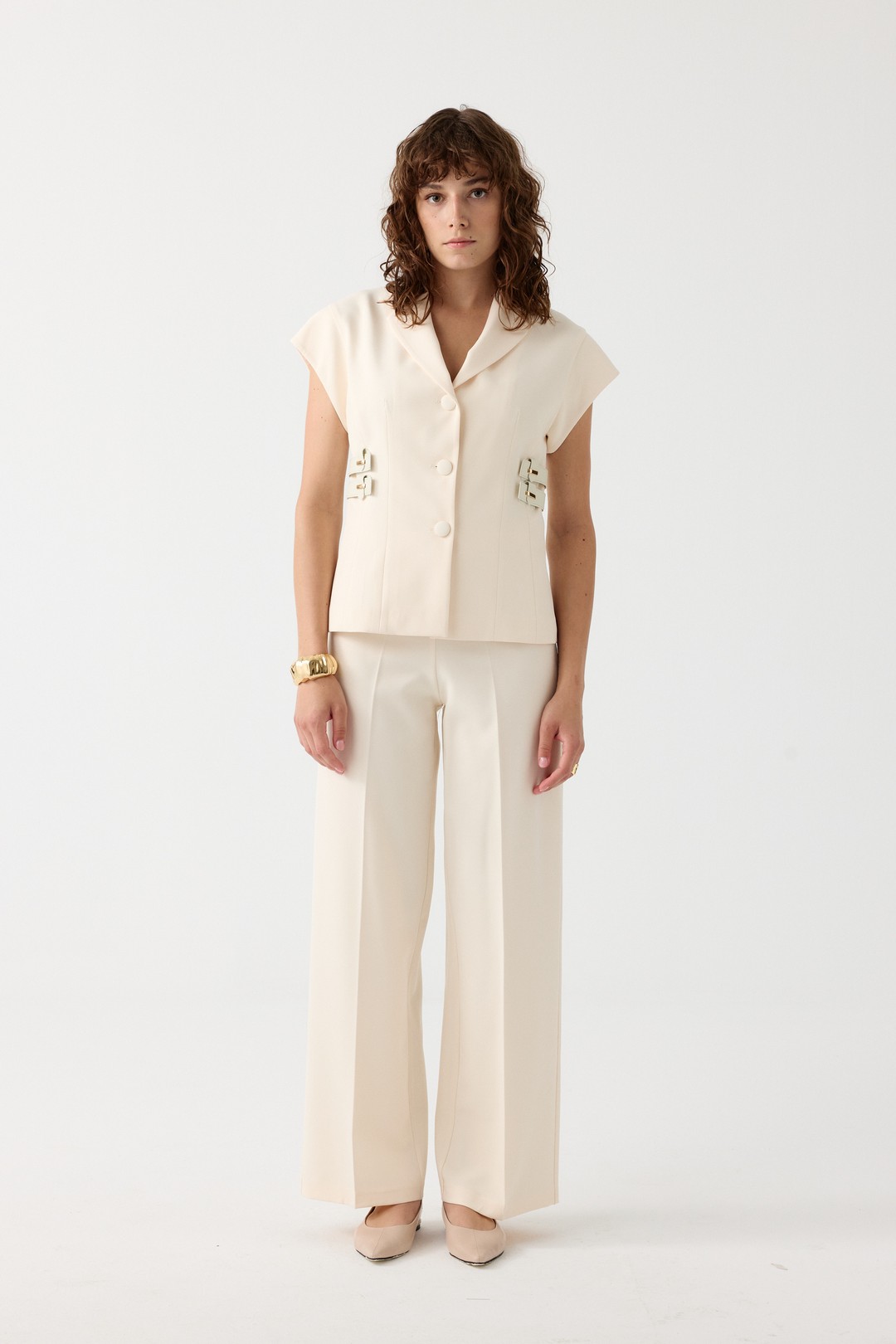 SIFIR KOL CEKET PANTOLON EL-2716 - BUTTER