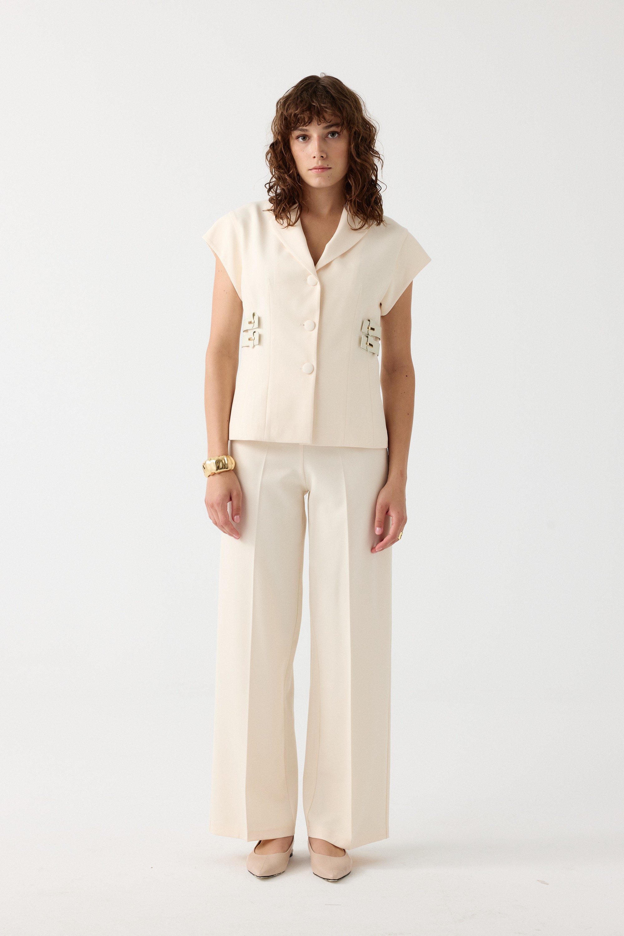 SIFIR KOL CEKET PANTOLON EL-2716 - BUTTER