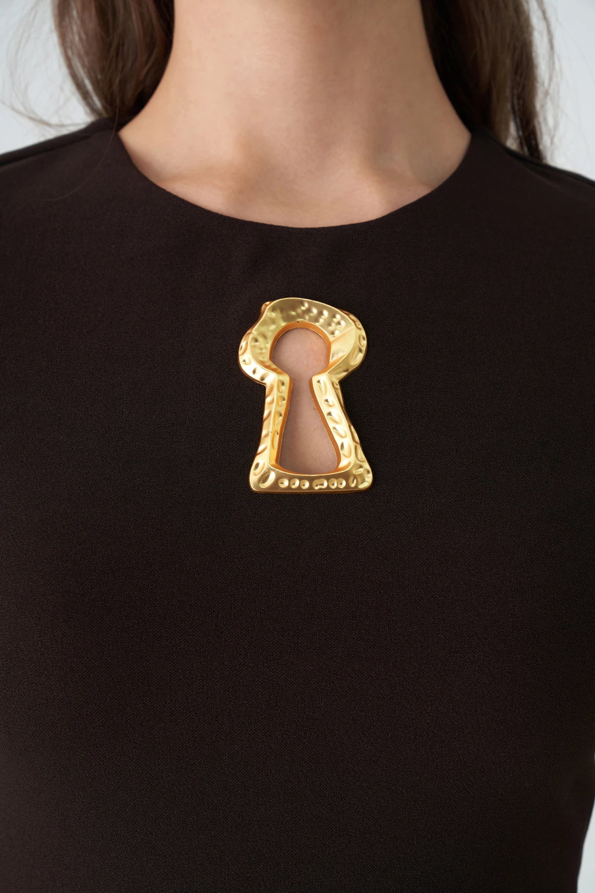 Kilit aksesuarlı örme elbise EL-4377