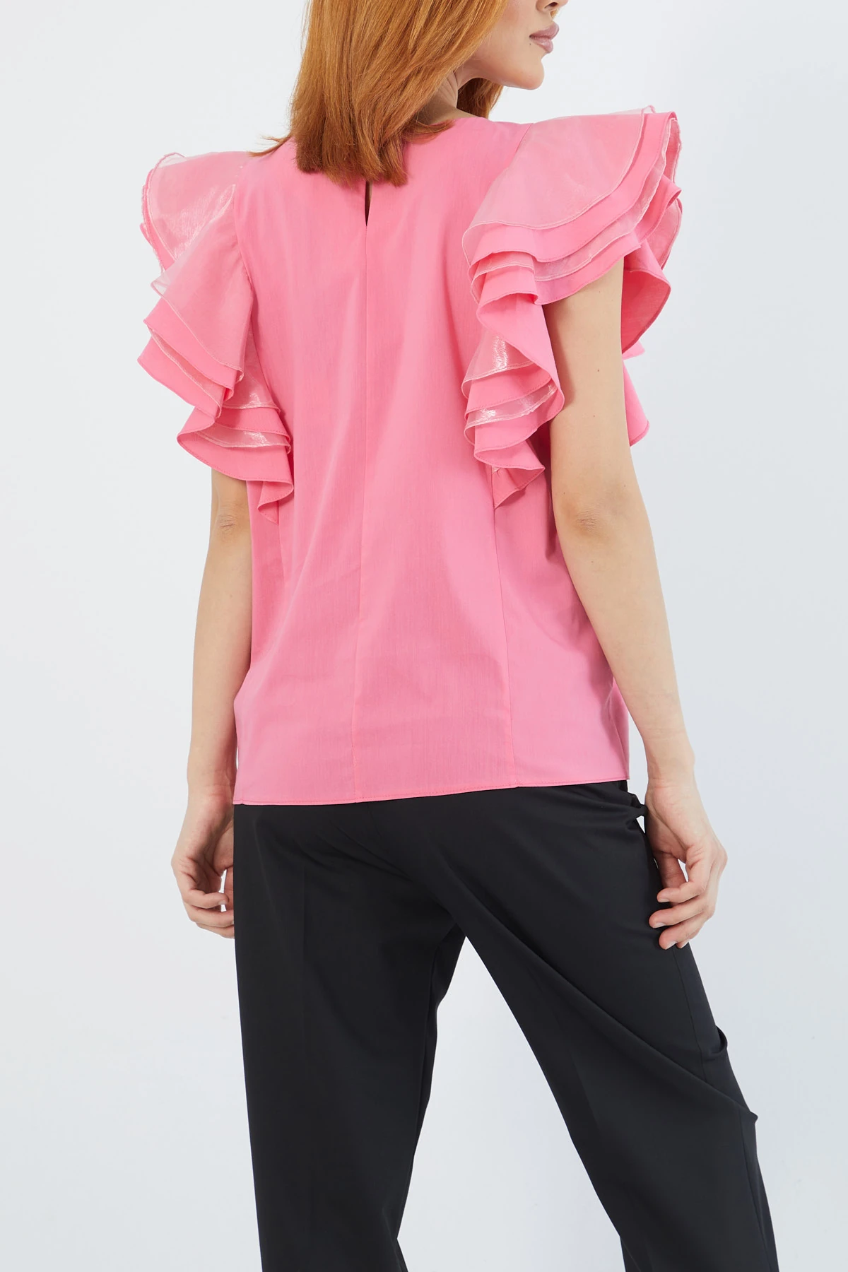 Organze volanlı bluz EL-1643