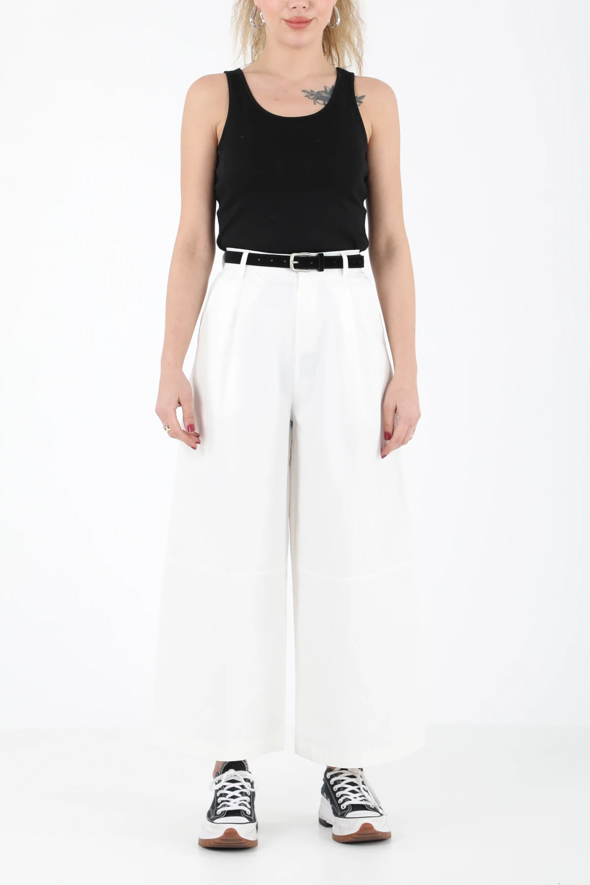 Kontrast kemerli palazzo pantolon EL-1200