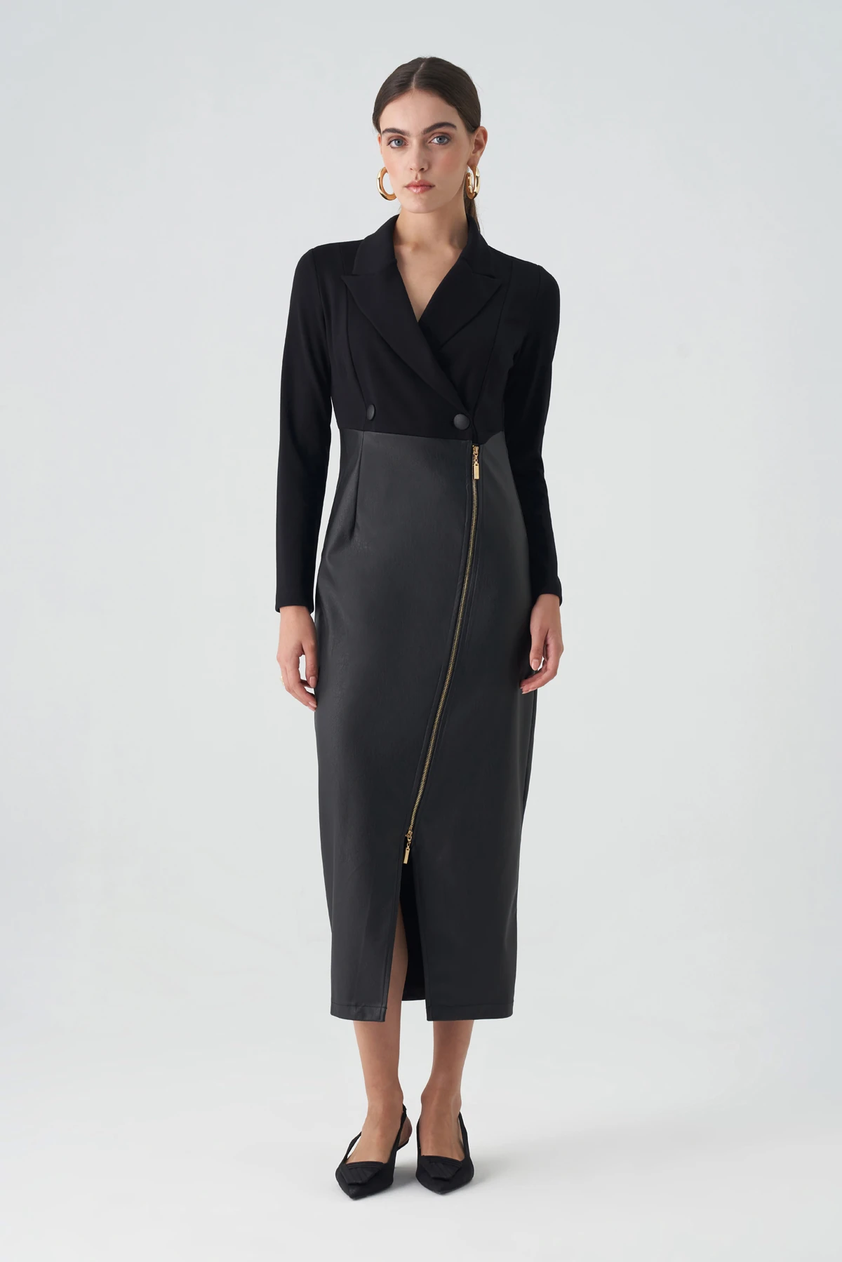 Örme garnili midi elbise EL-4428