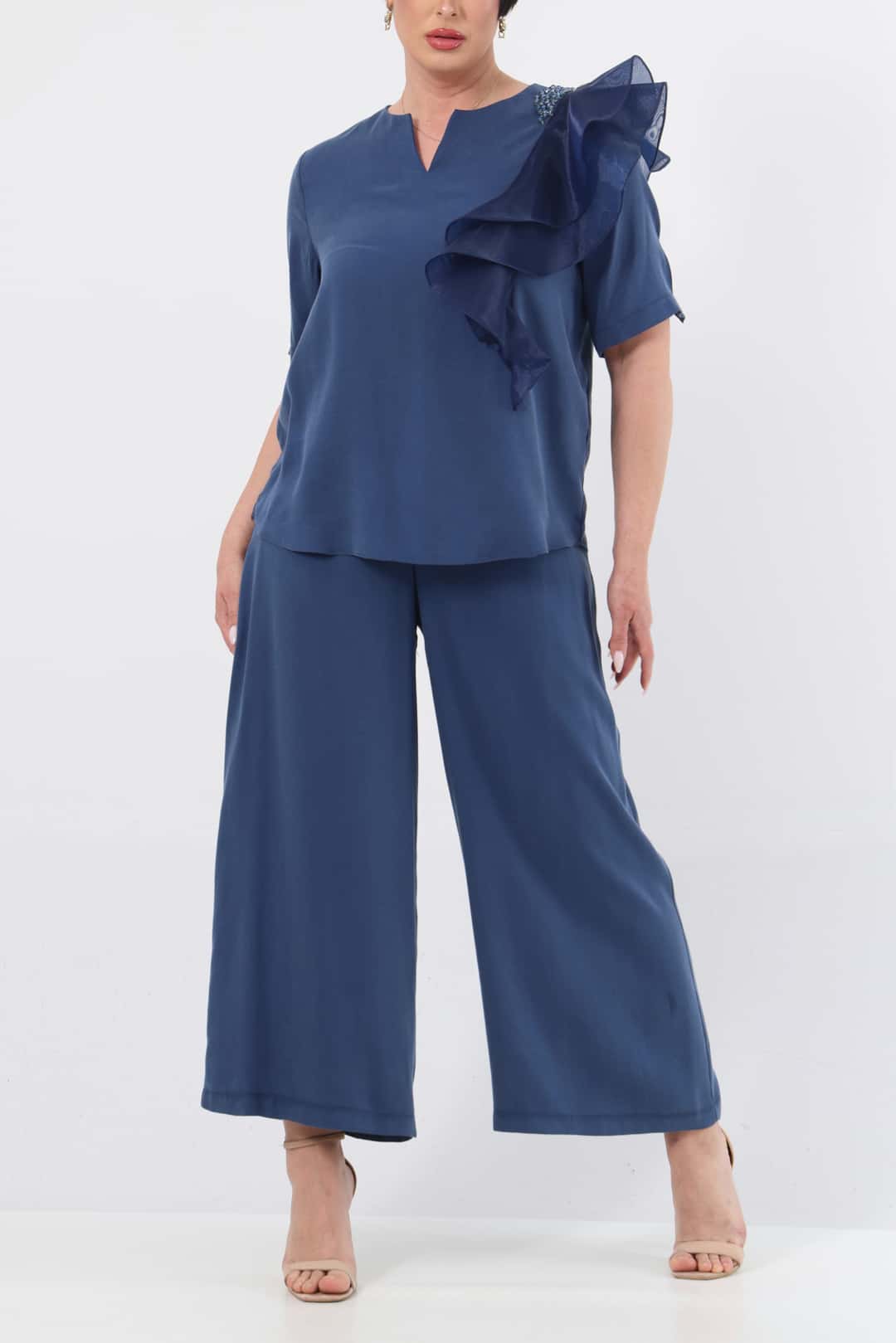 Organze garnili işlemeli tencel takım EL-2645-B