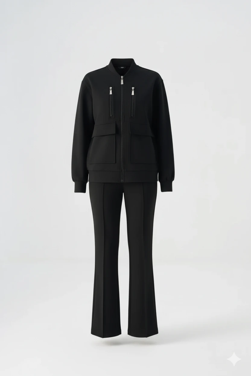 Fermuar detaylı scuba çelik takım EL-2732