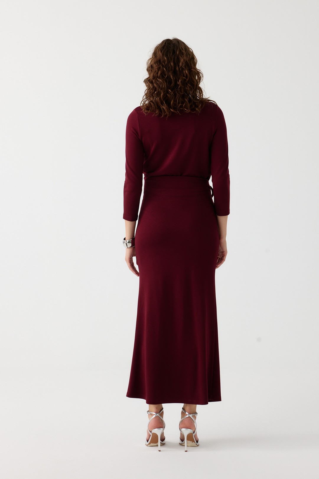 Taşlı aksesuarlı örme takım EL-2721 - BORDO