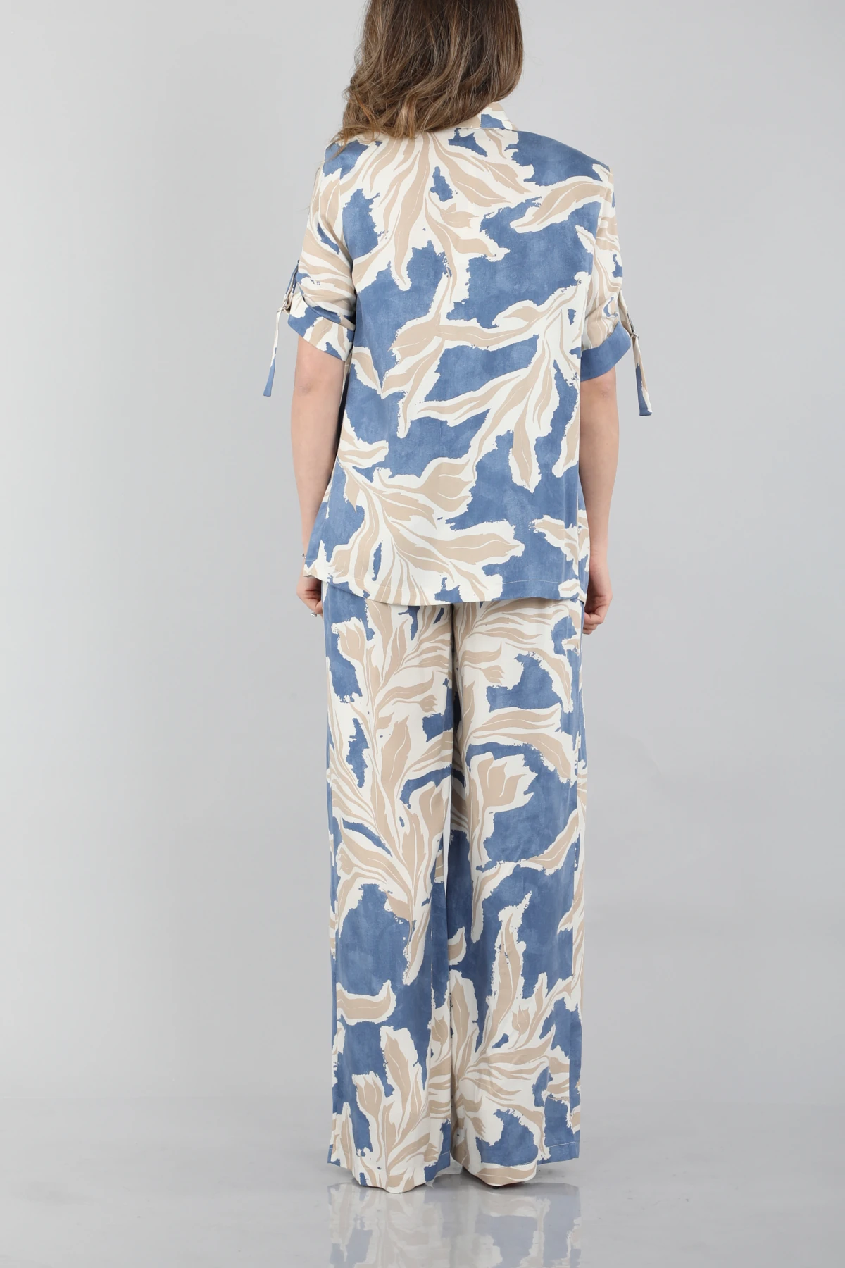 Desenli tencel ceket takım EL-2660