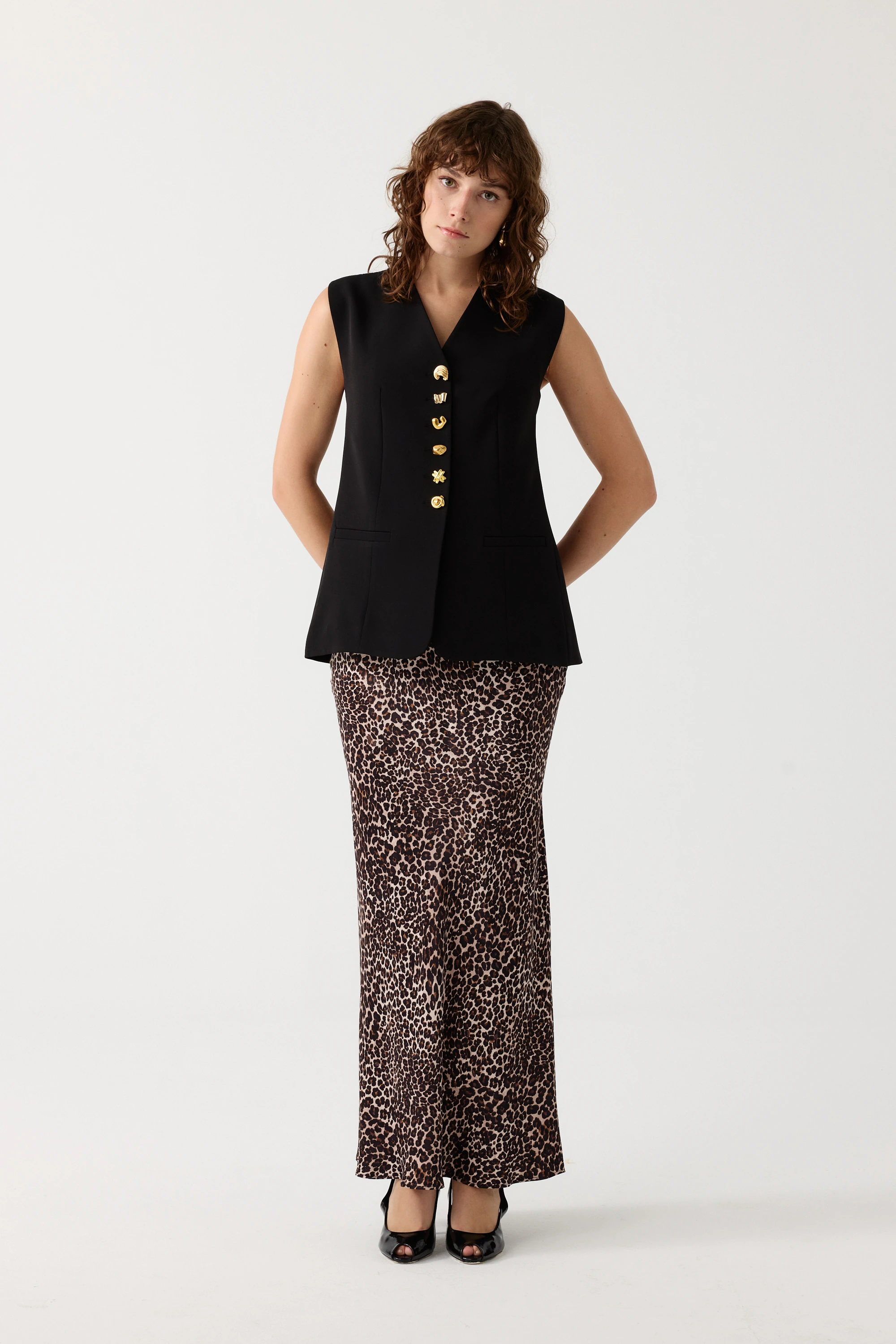 Leopar etekli yelek takım EL-2710