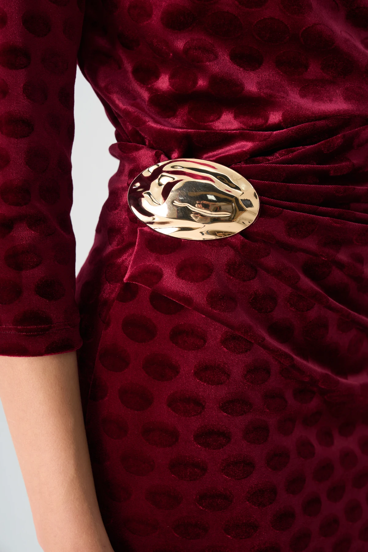 Degaje Yakalı Beli Aksesuarlı Kadife İkili Takım EL-2772