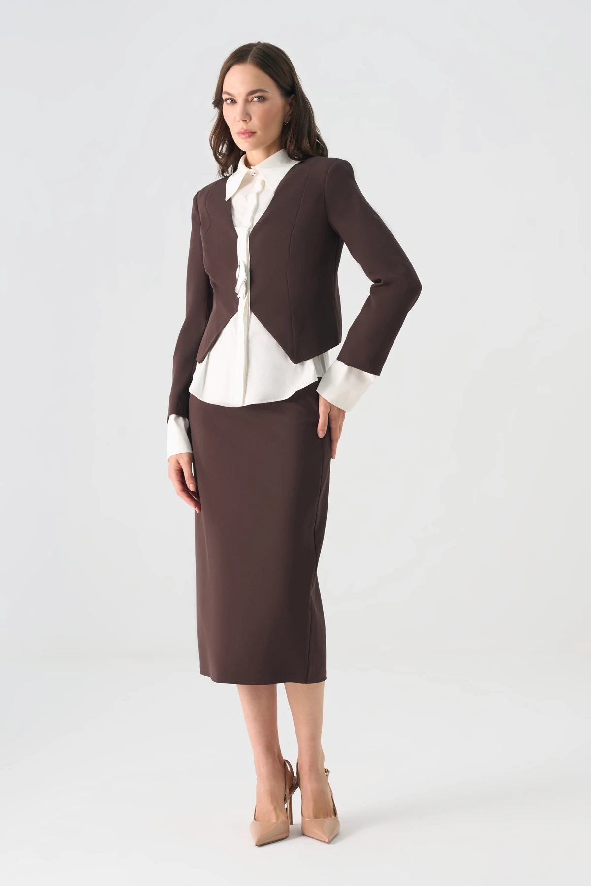 Gömlek yakalı ceketli ikili takım EL-2709