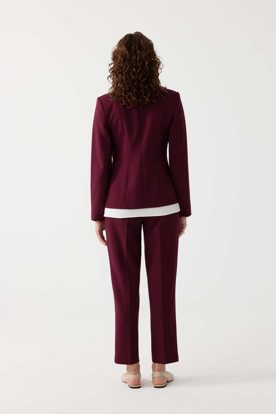 Poplin mix metal aksesuarlı takım EL-2700 - BORDO