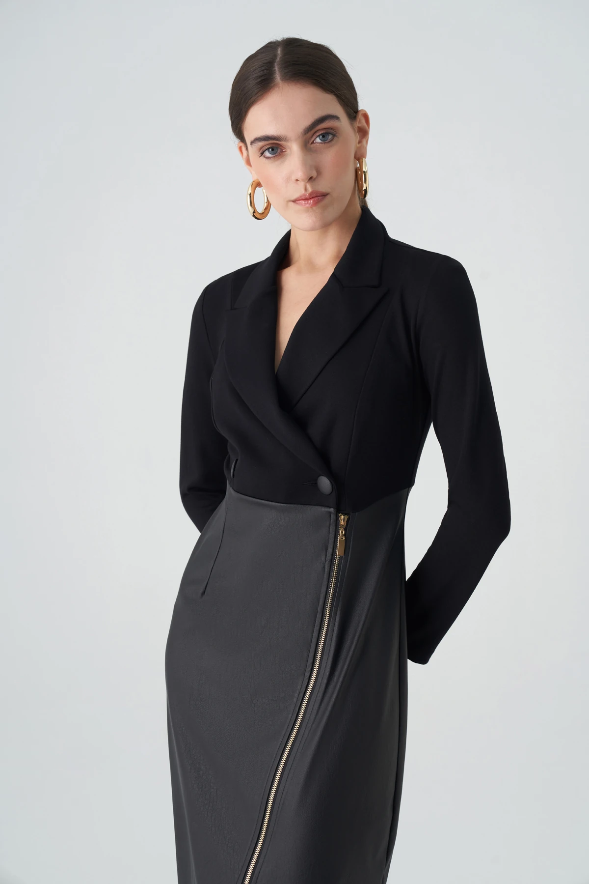 Örme garnili midi elbise EL-4428