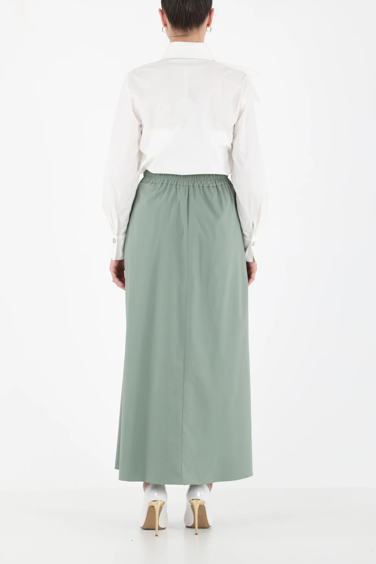 Metal aksesuarlı pileli etek EL-1194 - MİNT