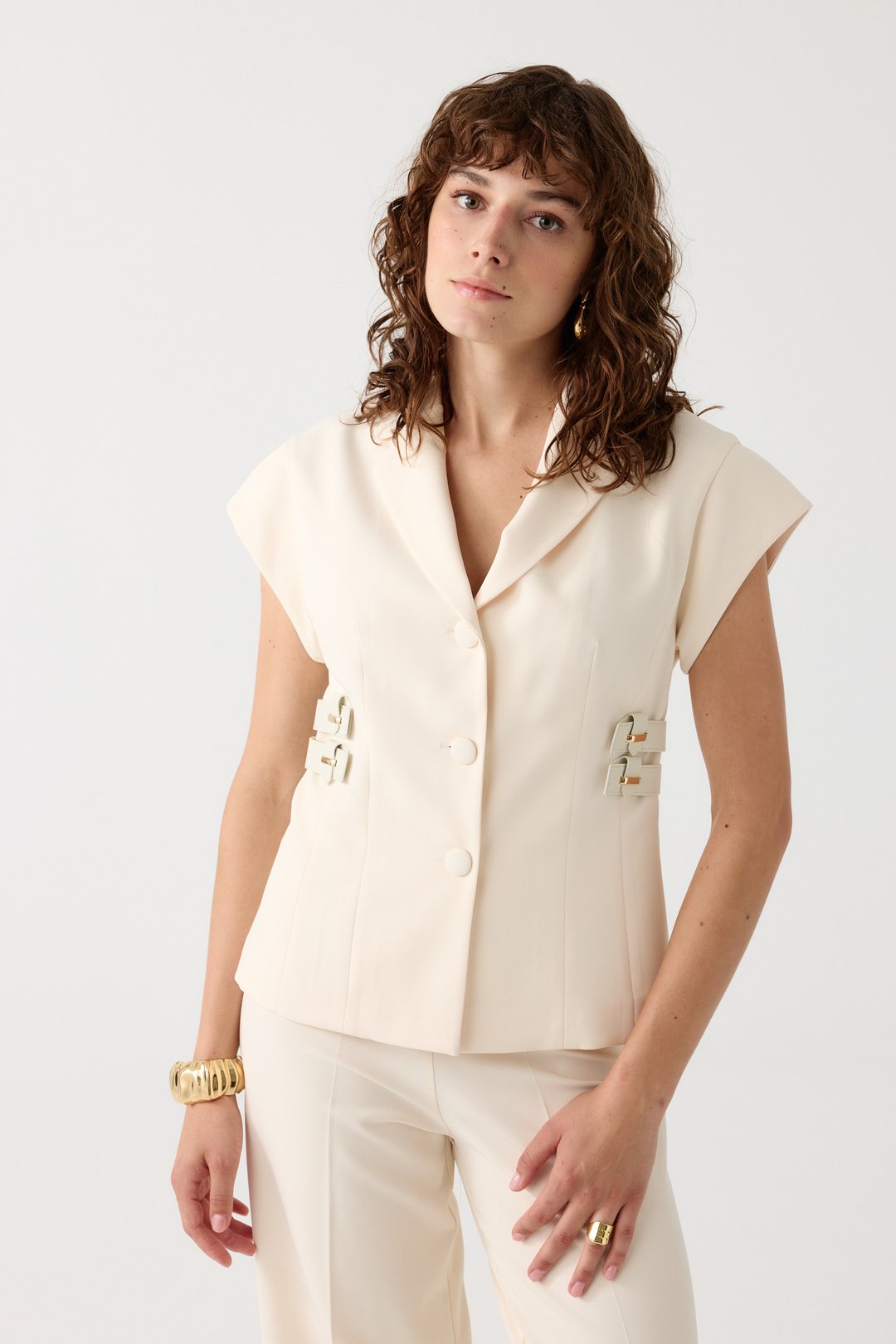 SIFIR KOL CEKET PANTOLON EL-2716 - BUTTER