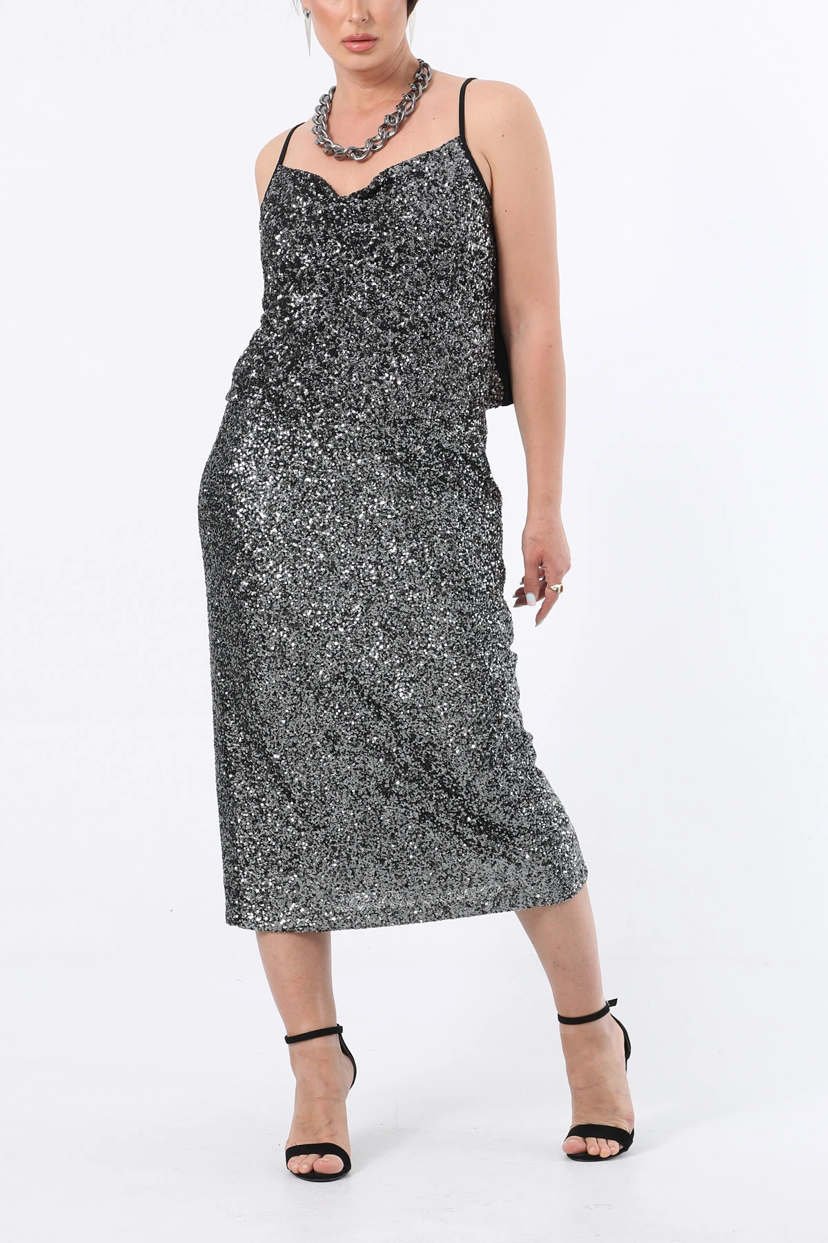 Bel lastikli payet etek EL-1036-B