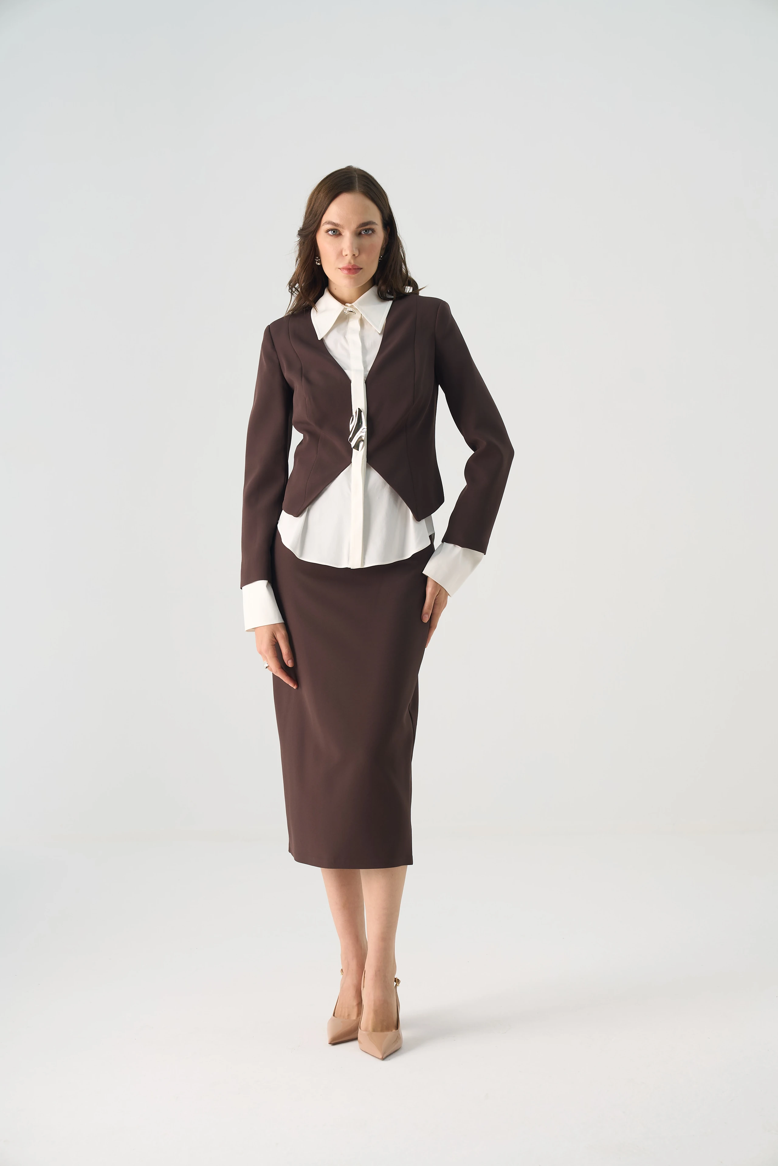 Gömlek yakalı ceketli ikili takım EL-2709