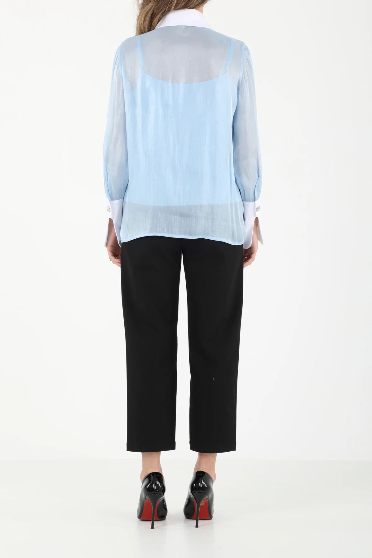 Pamuk garnili organze gömlek EL-1743 - BEBE MAVİSİ