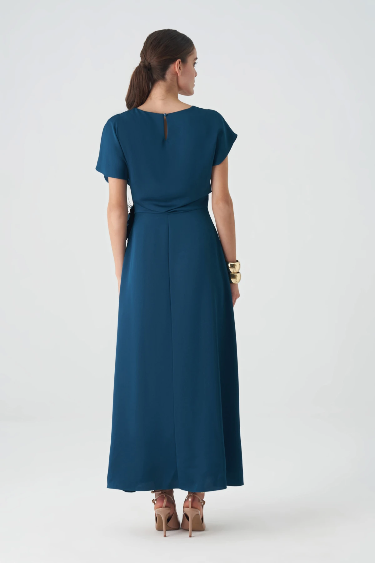 Drapeli saten elbise EL-4399