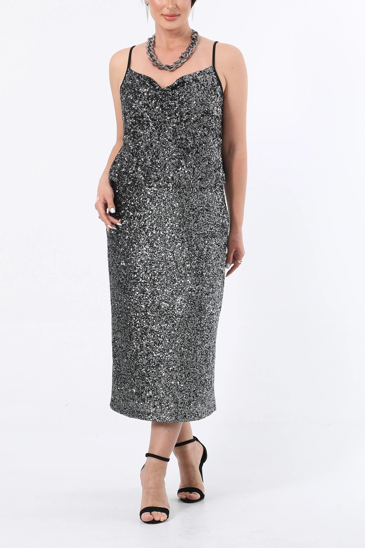 Bel lastikli payet etek EL-1036-B